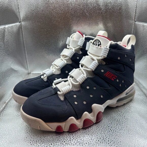 Sz 10 Nike Air Max 2 Mens Blue White High Top Lace Up Basketball Sneakers - Picture 6 of 10